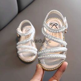 Sandals Girls Summer Fashion Childrens Baby Sparkling Rhinestone Princess Little Shoes Single H240506