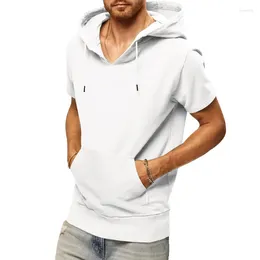 Men's Polos 2024 Summer Large Sports And Casual Sleeveless Hooded Vest Loose Short Sleeved Sweetheart