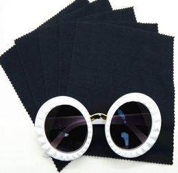 100pcslot 210GSM 1414cm black microfiber cleaning cloth lens cleaner for eyeglasscameraphone in zig zag cutting1019952