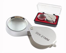 Jewellers Eye Loupes Portable Mini 30x21mm Jewellers Magnifier Eye Loupe Jewellery Store Silver Colour Magnifying Glass3699322