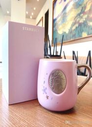 s Mermaid Bronze Medal Sakura pink coffee cup Cherry blossom season Ceramics Desktop mug 355ML gift box3281793