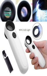 40X Magnifying Magnifier Glass Jeweler Eye Jewelry Loupe Loop Hand Held Magnifying Glass With 2 LED Light6444656