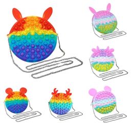 Rainbow Macaroon Bubble Chain Bag Purses Kids Boy Girls Novel Cool Design Crossbody Fanny Pack Push Sensory Puzzle Toy9498049