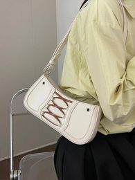 Shoulder Bags 2024 Trendy Tie Design Women'sShoulder Korean Fashion PU Leather Small Square Bag Lady Cute Handbags And Purse