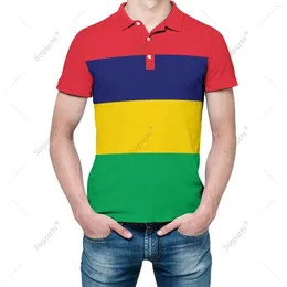 Men's Polos Unisex Polo Shirt Mauritius Flag 3D Print Man Fashion Clothing Tracksuits Short Sleeves