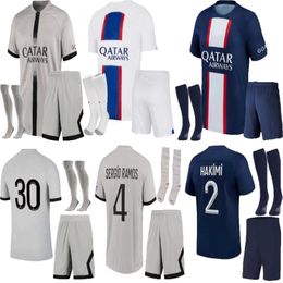 Adult kit 2022 2023 MBAPPE NEYMAR jerseys Maillot 22 23 SERGIO RAMOS football shirts HAKIMI L PAREDES MARQUINHOS VERRATTI jersey footba 228P