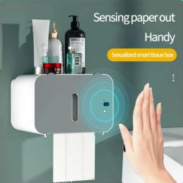 Holders Induction Toilet Paper Holder Shelf WallMounted Automatic Smart Sensor Tissue Box Home Paper Towel Rack Bathroom Accessories