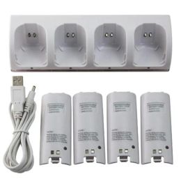 Chargers 4 in 1 Charging Dock Station and 4pcs Rechargeable 2800mAh Batteries for Wii Remote Controller Dock Stand