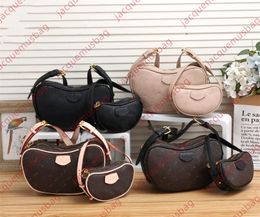 Women Croissant bag Designer 2-pc pea handbag underarm tote Luxury leather Shoulder Armpit Clutch wallet Hobo purses ladies Axillary Package letter pouch Satchels