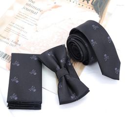 Bow Ties 3 PCS Neck Tie Set Men And Cravat Bowtie Slim Necktie Skeleton Man For 1200 Needle Fashion Gravata Dress