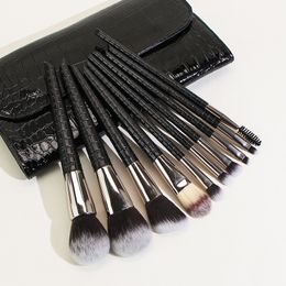 Makeup Brush brush Makeup Tool 10pcs black crocodile makeup brush set Super Soft Fiber High Quality Face&Eye Foundation Eyeshadow Powder Brush factory direct sales