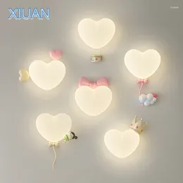 Wall Lamp Love Light Romantic Princess Room Lamps Pink Crown Cloud Heart Design LED Bedside For Nursery Kids Bedroom