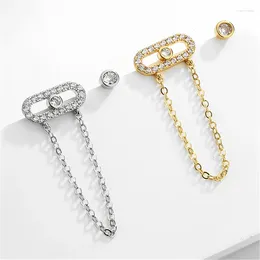 Dangle Earrings Delicate Fashion Asymmetry Stud Simple Paper Clip Design Chain Drop Gold Colour Earring Women's Party Jewellery
