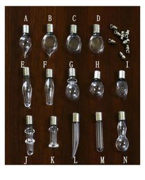 10piece Copper Screw Cap Glass Vial Pendant Miniature Wishing Bottle Clear Oil Charm Name Or Rice Art Mini Glass Bott bbyEYg8216793