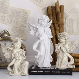 Sculptures Resin Beautiful Girl Angel Miniature Statue Ornament Cute Sculpture Modern Art Sketch Model Home Decoration Accessories Figurine