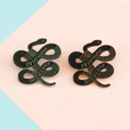 Brooches Cartoons Enamel Pin Black Snake Punk Shirt Jackets Backpack Metal Button Lapel Pins Badge For Kids Animal Jewellery Gifts