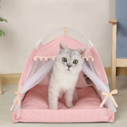 Houses Sweet Princess Cat Bed Foldable Cats Tent Dog House Bed Kitten Dog Basket Beds Cute Cat Houses Home Cushion Pet Kennel Products