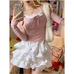 Skirts Kawaii Mini Skirt Women Fluffy Cake Y2k Streetwear Club Ruffle Ballet Style Girl Pumpkin Pants Harajuku Black