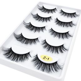 5 Pairs/Tray Natrual multilayer Natural Long Eye Lashes Z serise Handmade mink False Eyelashes extentions material with Transparent tray
