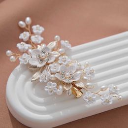 Wedding Hair Jewelry Handmade Pearl Hair Clip Polymer Clay Flower Hairpin For Women Wedding Banquet Party Barrettes Bridal Marrige Hair Jewelry Gifts