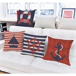 Pillow Nordic Navigation Style Home Decorative Throw Case Boat Anchor Sea Sailing Cotton Linen Sofa Chair Cover 45x45cm