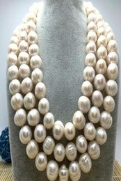 Fine pearls jewelry high quality HUGE 1213MM NATURAL SOUTH SEA GENUINE WHITE PEARL NECKLACE 50quot 14K GOLD CLASP Sweater chain7561090