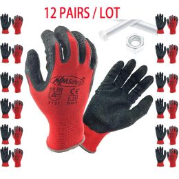 Gloves 24pieces/12 Pairs Fashion Safety Work Gloves for Gardening Industry with Colorful Polyester Dipped Latex Palm Glove