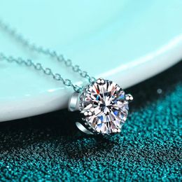 Pendants Silver 1 Excellent Cut Diamond Test Passed High Clarity D Colour Round Moissanite Pendant Necklace Chain 925 Jewellery