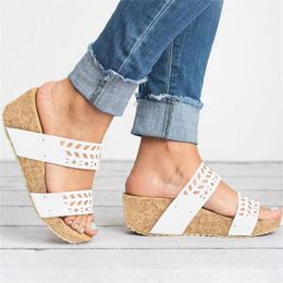 Slippers Women's Shoes On Sale High Quality Open Toe Summer Rome Solid Colour Beach Ladies Wedge Casual