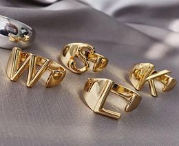 Alphabet A Z letter ring 18k gold plated chunky name irregular gold ring adjustable initial ring6506493