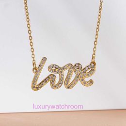 Luxury Tiifeniy Designer Pendant Necklaces Cool Lei Jewellery Small and Unique Exquisite Personalised Letter Inlaid Diamond Titanium Steel Necklace LOVE Clavicle C