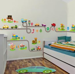 Cartoon Cars Highway Track Wall Stickers For Kids Rooms Sticker Children039s Play Room Bedroom Decor Wall Art Decals7275309