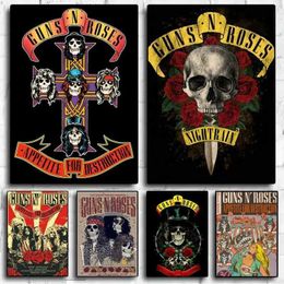 Wallpapers Retro rock band G-Guns N Roses Poster Wall Pictures for Living Room Fall Decor J240505