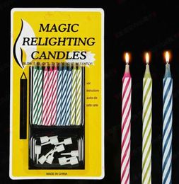 Magic Funny Relighting candle Joke Birthday Party Candles Cake Accessory Christmas Festive Holiday Wedding supplies favors9751899