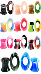 Tunnels Body Jewellery Jewelry11Pair Sile Flexible Thin Double Flared Flesh Tunnel Plugs Gauge Expander Stretcher Earlets Earrings3518575