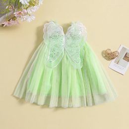 Girl Dresses Kids Girls Princess Casual Sequin 3D Butterfly Mesh Tulle A-Line Party Toddler Dress For Beach Wear Summer Clothes