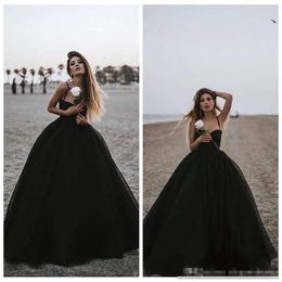 Prom Spaghetti Dresses Black Gorgeous Straps A Line Floor Length Tulle Ruched Pleats Custom Made Formal Evening Party Gown Ocn Wear