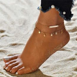 Anklets 2pcs/set Anklets for Women Foot Accessories Summer Beach Barefoot Sandals Bracelet ankle on the leg Female Ankle