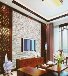 10 meter/lot Chinese style dining room 3D wallpaper stone brick design background wall wallpaper modern wallcovering KD18137921
