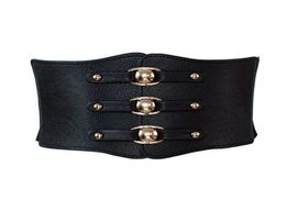 desgin elastic wide Belts for women vintage metal buckle waistband cintos female leather rivet ultra wide belt6611450