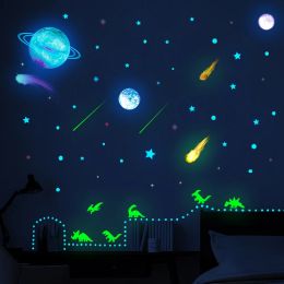 Stickers Luminous Universe Planets Stickers On The Wall Glow In The Dark Dinosaurs Stickers For Kids Rooms Nursery Bedroom Home Decor