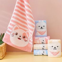 Towels 25x50CM Cartoon Rabbit Cat Dog Baby Towel Children's Towel Jacquard Absorbent Thickened Cotton Kindergarten Baby Wash Face Towel