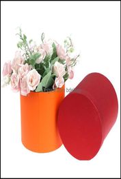 Gift Wrap Round Floral Boxes Women Flower Packaging Paper Bag With Hat For Florist Bouquet Box Party Storage Drop Delivery 2021 Ev7382696