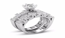 Unique Choucong Vintage Fashion Jewellery Couple Rings 925 Silver Fill Retro Eternity Round Cut White Topaz CZ Diamond Women Bridal 9442497