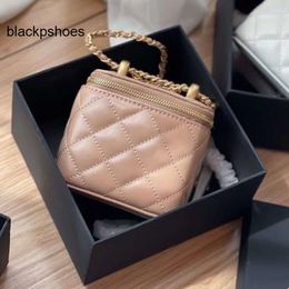 Chanellly CChanel Chanelllies Mini Top Gold Beads CC Box Womens Bags CC Designer Calfskin Cosmetic Bag Real Leather Quilted Matelasse Metallic Chain Vanity Handbag