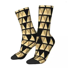 Men's Socks Gold Glitter Background With Pyramid Geometric Pattern Of Square Male Mens Women Summer Stockings Polyester