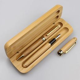 Quality Bamboo Wood Handle Ballpoint Pen Rollerball Signature Pen Business Office Fountain Pen Luxury Gifts Stationery Supplies