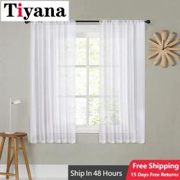 Treatments Tiyana White Short Tulle Curtain For Living Room Kitchen Sheer Curtain Door Wedding Party Background Decor Window Drapes Cortina Towel