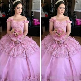 Dresses Shoulder Gorgeous Off Quinceanera Beadeding Handmade Flowers Tiered Lace Applique Birthday Party Sweet 15 16 Prom Ball Gown