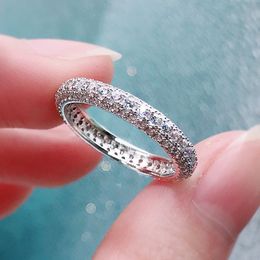 Choucong Brand Wedding Rings Luxury Jewelry 925 Sterling Silver Pave White Sapphire CZ Diamond Gemstones Party Women Engagement Band Ring For Lover Gift